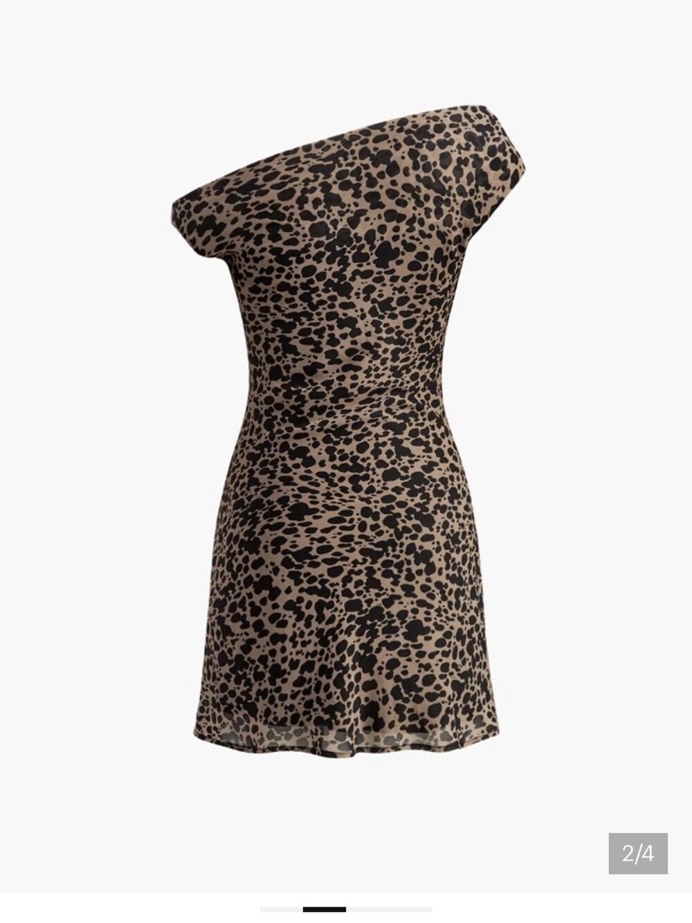 One-Shoulder Leopard Print Mini Dress - Black & Tan SM